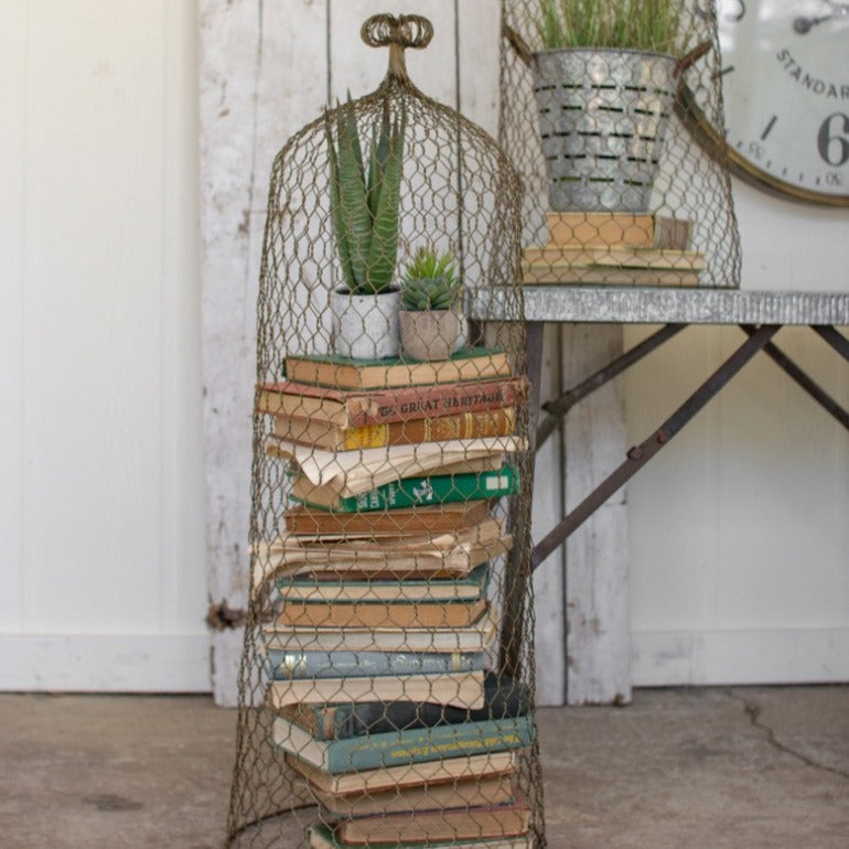 set of two wire cloche topiaries | farmhouse decor | rustic decor | modern farmhouse | shop a dash of casual furniture, home décor, kitchenware, gifts, and art online or in store | Located inside the Corner Cartel in Boerne | best boerne shops for home decor vintage items accessories and gifts