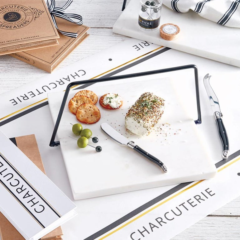 Marble & Black Iron Serving Plate