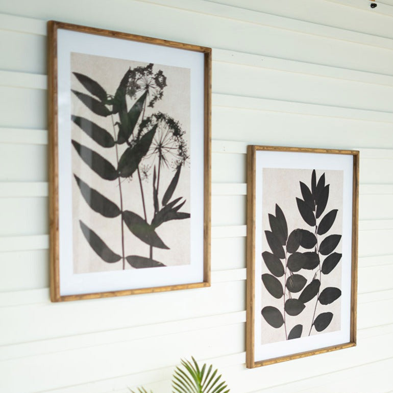 set of two framed black leaf prints | botanical prints | farmhouse art | shop a dash of casual furniture, home décor, kitchenware, gifts, and art online or in store | Located inside the Corner Cartel in Boerne | best boerne shops for home decor vintage items accessories and gifts
