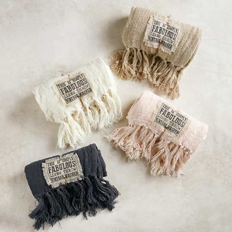 Linen Patch Throw Blanket