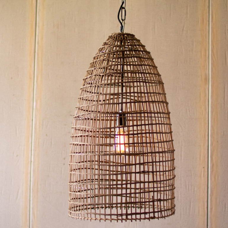 woven can dome lamp | basket lamp shade | rattan wicker hanging lamp | farmhouse decor | modern farmhouse | rustic industrial decor |shop a dash of casual furniture, home décor, kitchenware, gifts, and art online or in store | Located inside the Corner Cartel in Boerne | best boerne shops for home decor vintage items accessories and gifts
