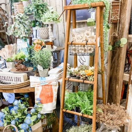 Wooden Ladder with Baskets
