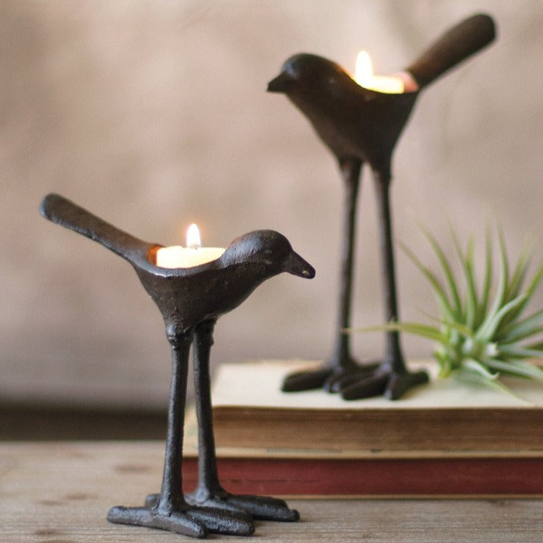 cast iron bird tea light candle holder set | shop a dash of casual furniture, home décor, kitchenware, gifts, and art online or in store | Located inside the Corner Cartel in Boerne | best boerne shops for home decor vintage items accessories and gifts