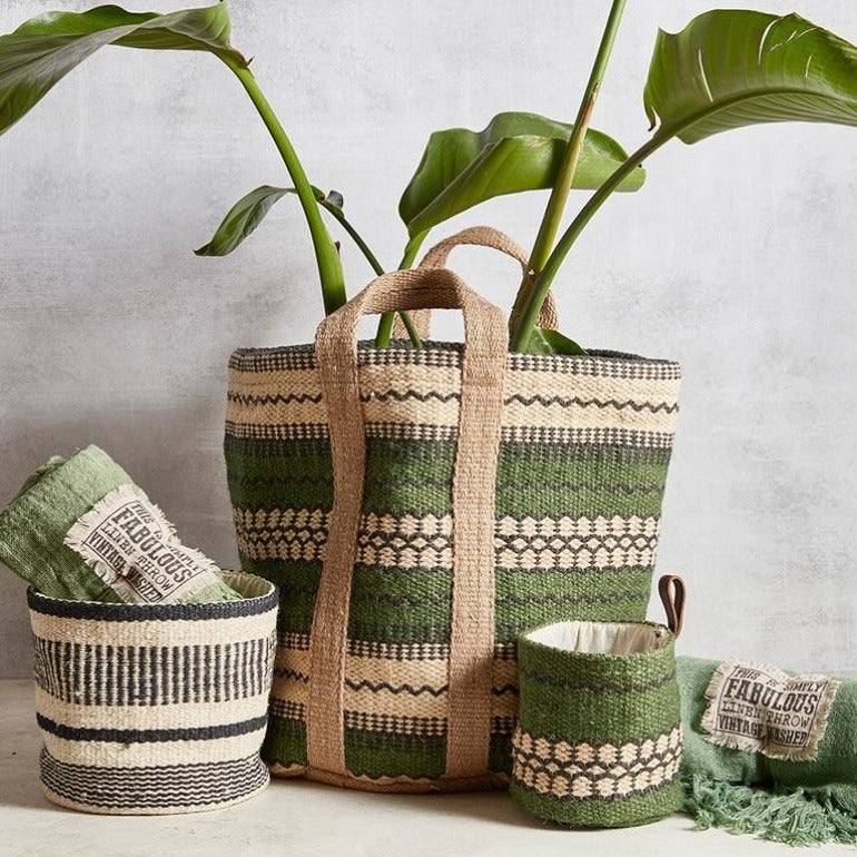 large green jute bag