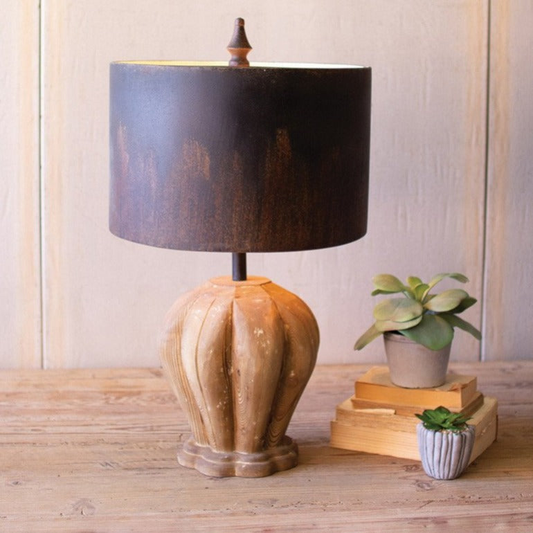 table lamp with natural wood base | lighting and home decor | farmhouse style | shop a dash of casual furniture, home décor, kitchenware, gifts, and art online or in store | Located inside the Corner Cartel in Boerne | best boerne shops for home decor vintage items accessories and gifts