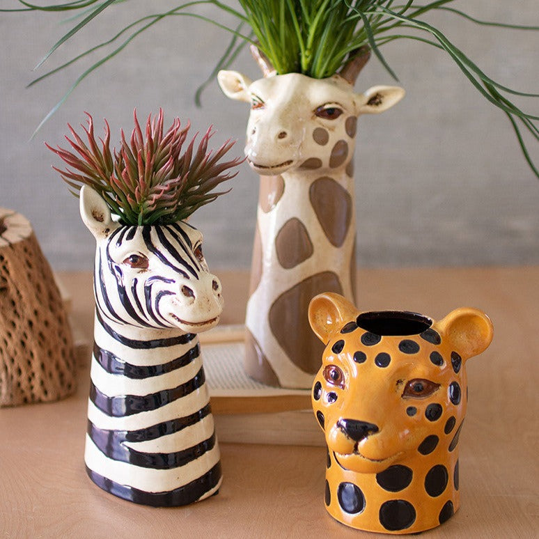 Set of 3 Safari Animal Planters
